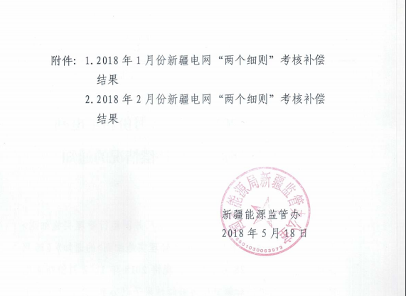 2018年1、2月新疆電網(wǎng)“兩個細則” 考核補償情況（光伏）